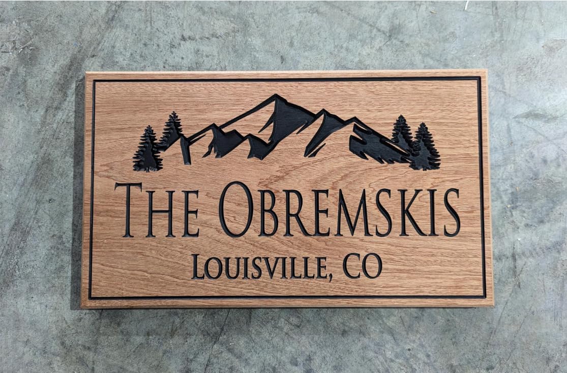 Wood Name Sign With Mountain Design