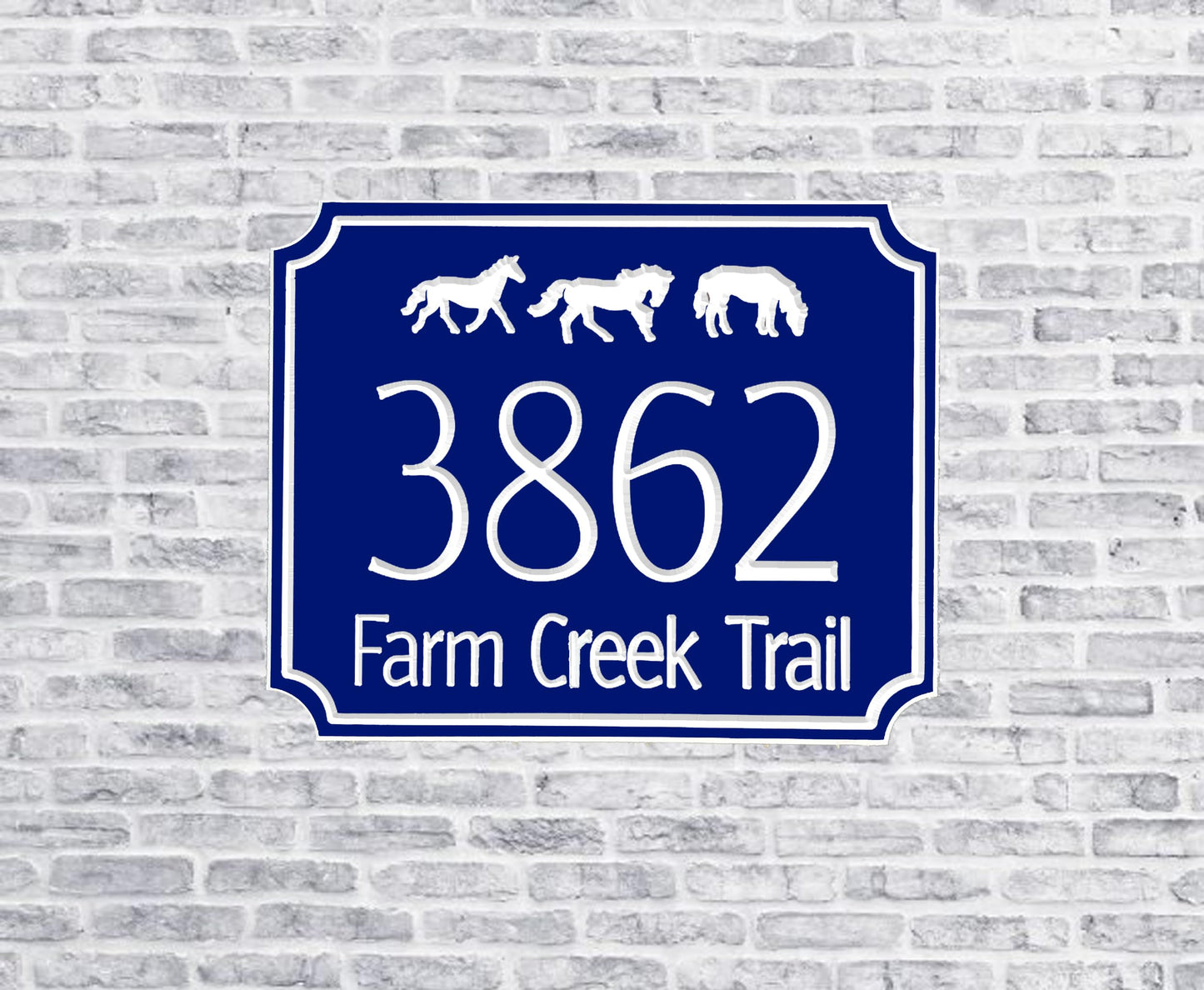 Horses Design with Cut Corners Rectangle Style