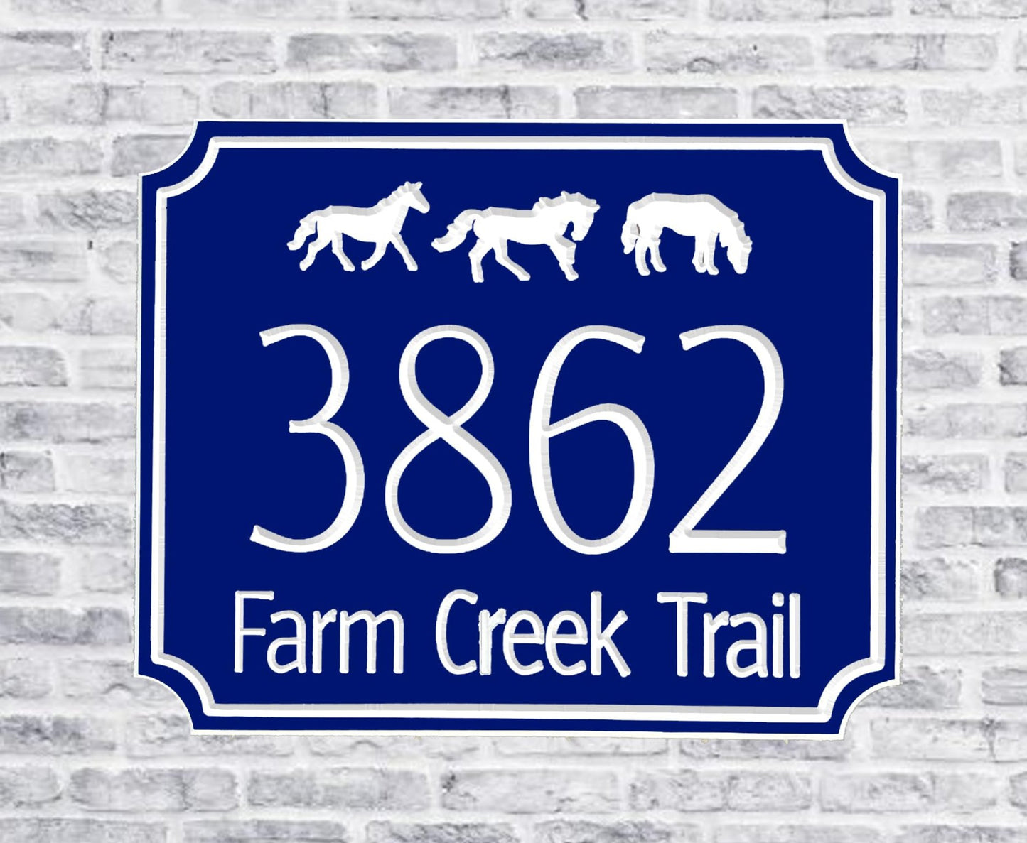 Horses Design with Cut Corners Rectangle Style
