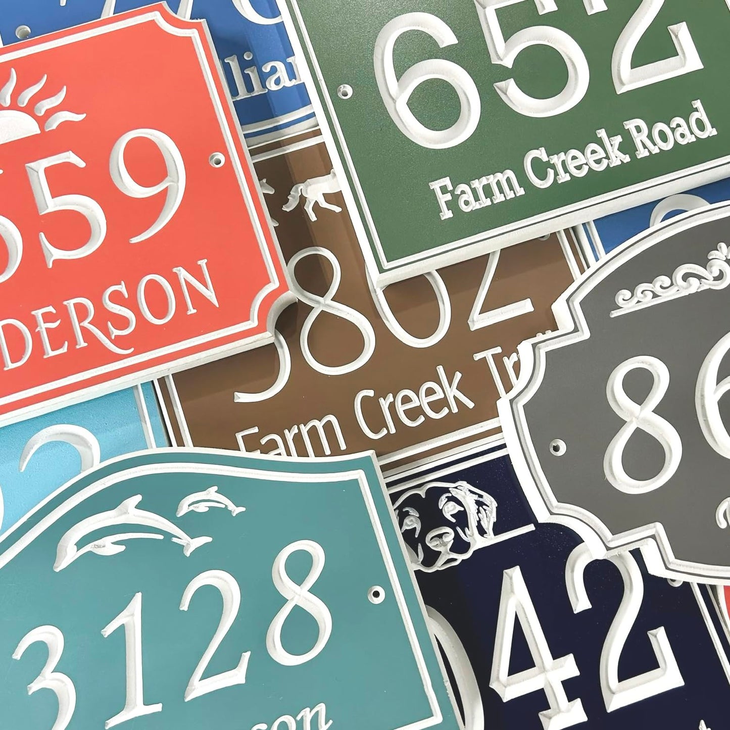 Surfboard Address Sign with Palm Tree Design