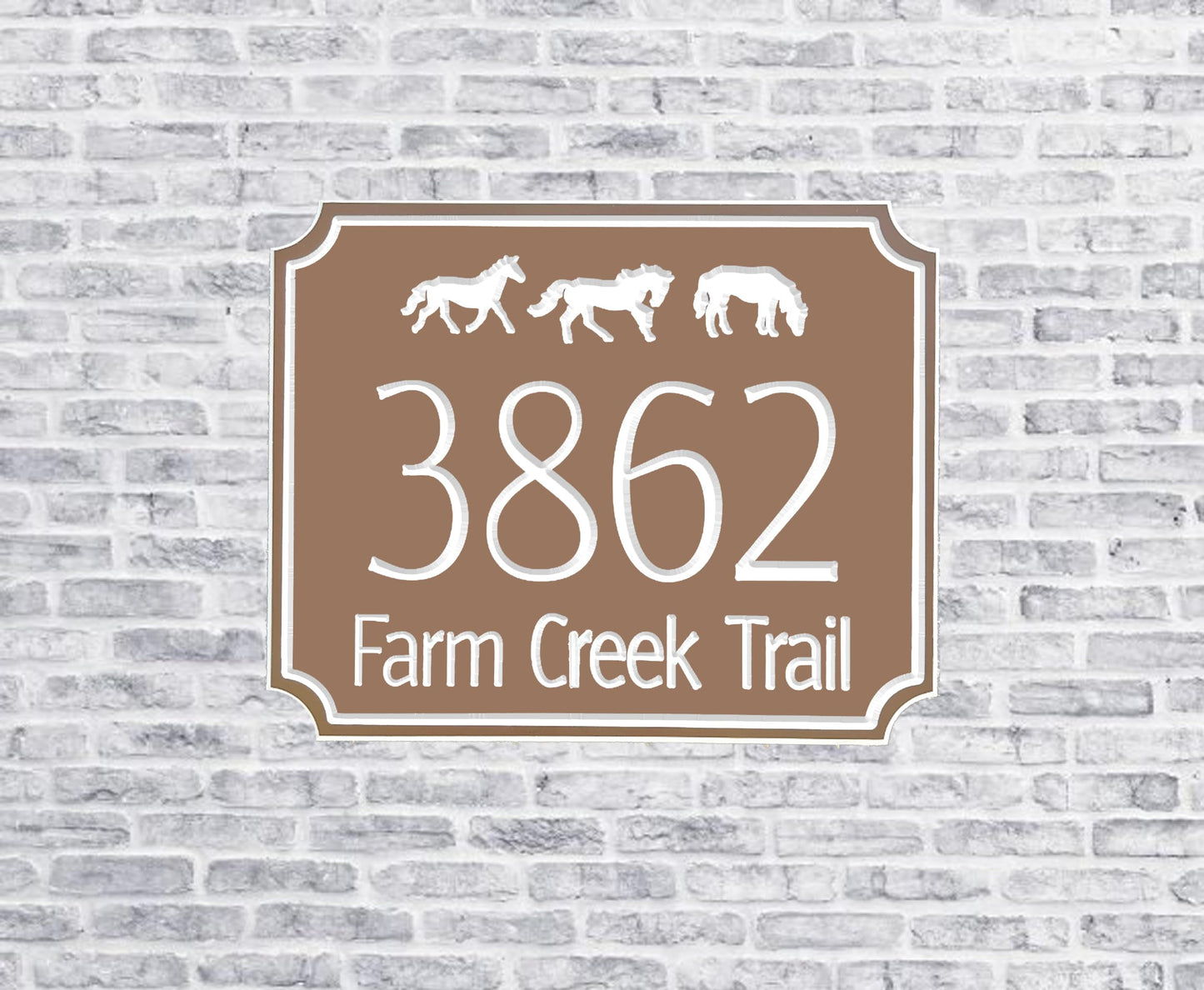 Horses Design with Cut Corners Rectangle Style