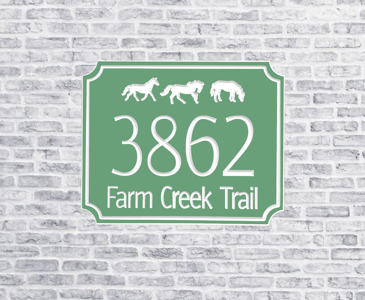 Horses Design with Cut Corners Rectangle Style