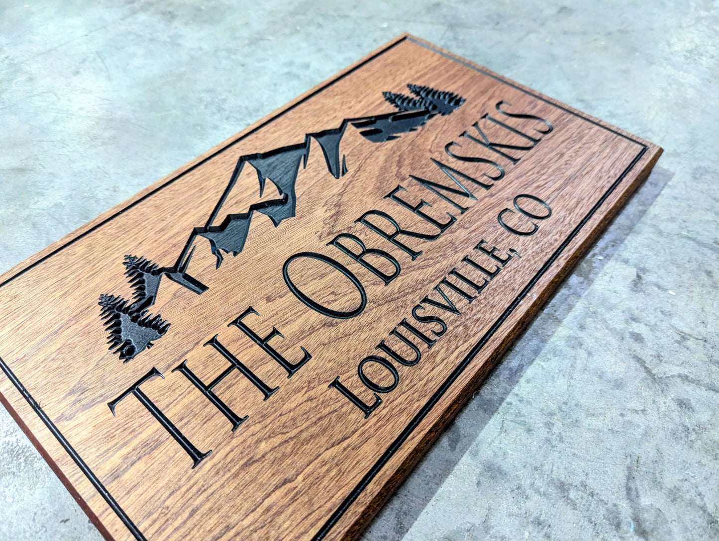Wood Name Sign With Mountain Design