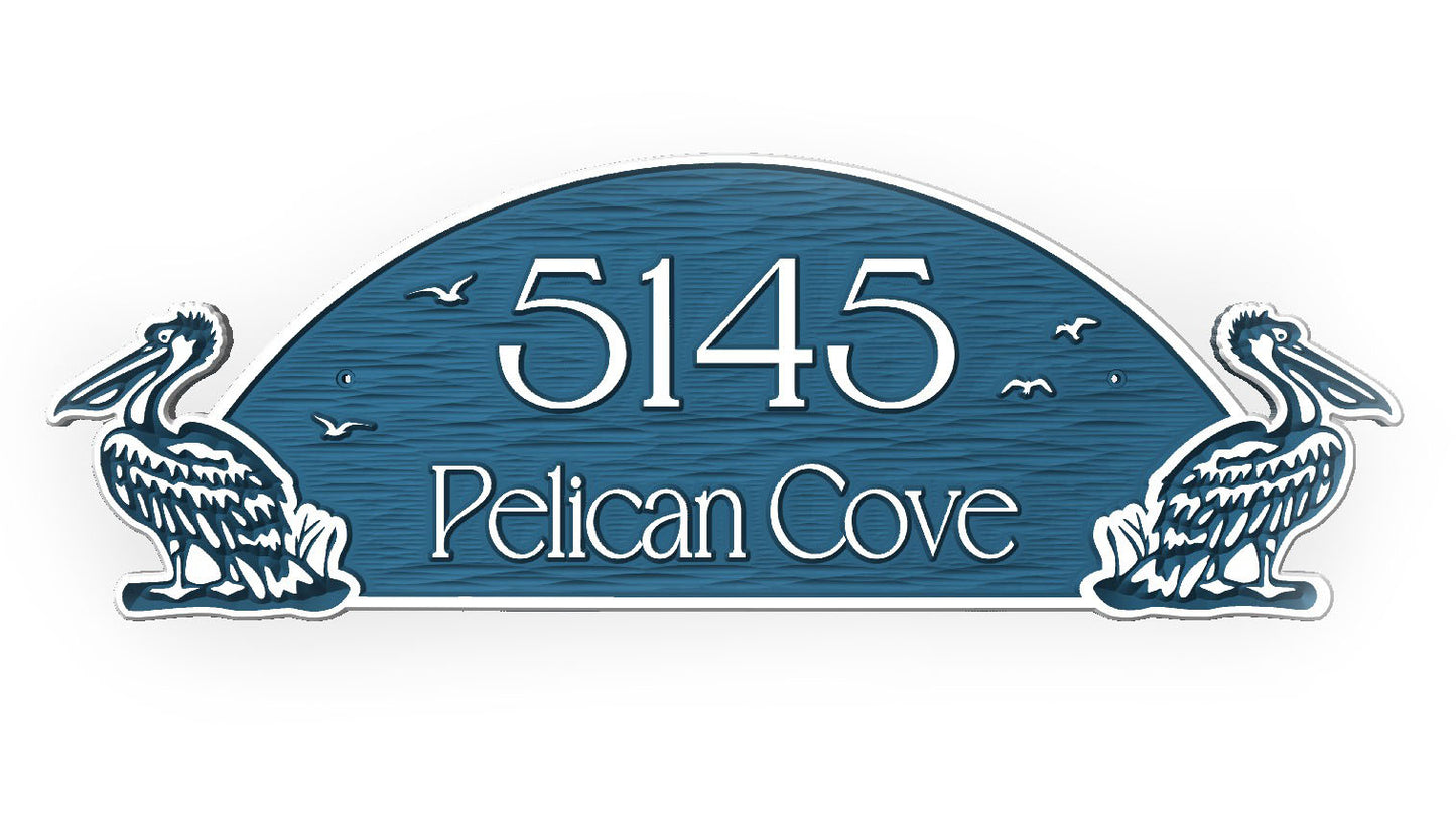 "Pelican Cove" With Pelican Design relief