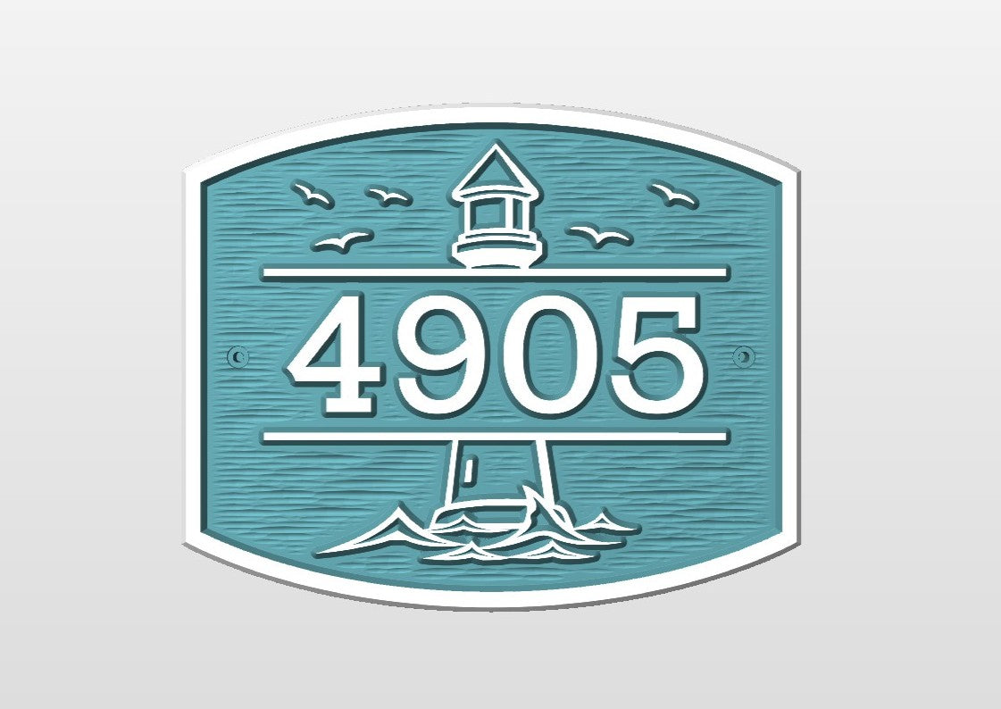 Lighthouse address plaque relief style