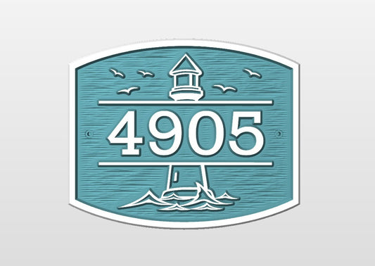 Lighthouse address plaque relief style