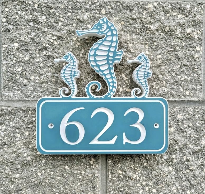 Large Seahorse Trio House Numbers