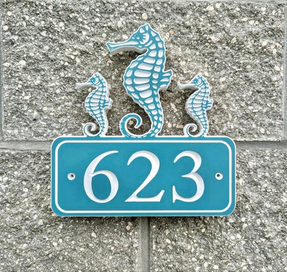 Large Seahorse Trio House Numbers