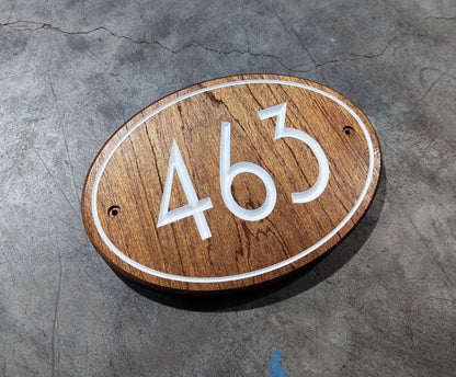 Hardwood Oval House Numbers