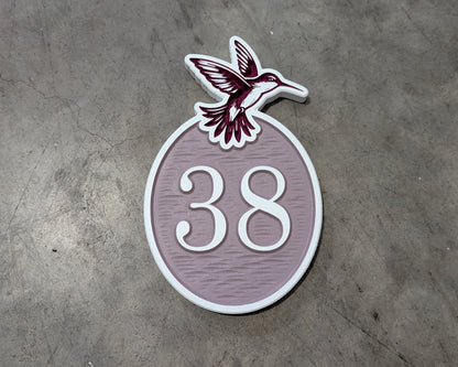 Hummingbird Number Plaque