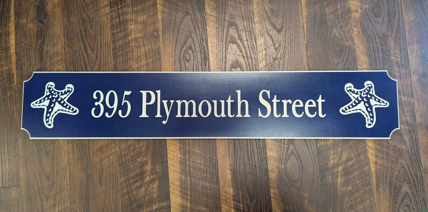 Starfish street name and number sign