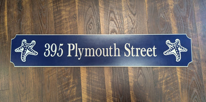Starfish street name and number sign