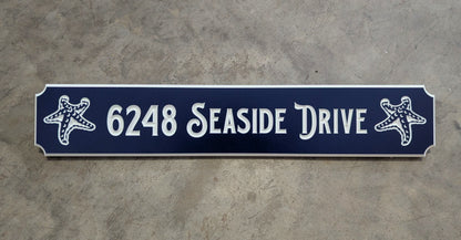 Starfish street name and number sign