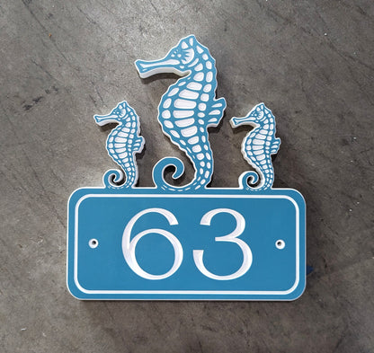 Large Seahorse Trio House Numbers