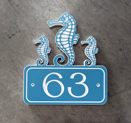 Large Seahorse Trio House Numbers