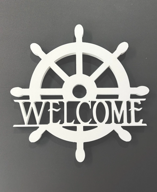 Ships wheel welcome/name sign