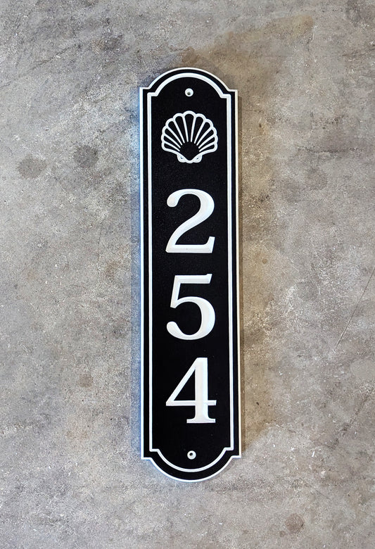 Vertical House Numbers with shell design