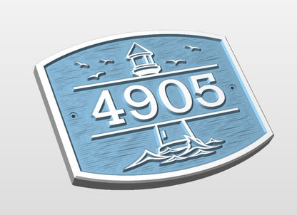 Lighthouse address plaque relief style