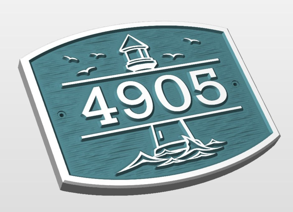 Lighthouse address plaque relief style