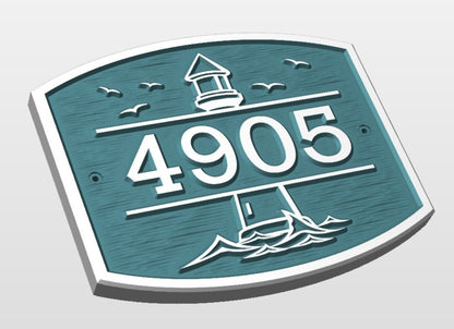 Lighthouse address plaque relief style