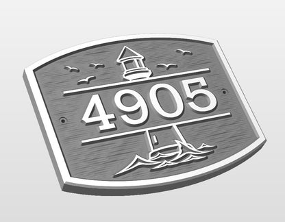 Lighthouse address plaque relief style