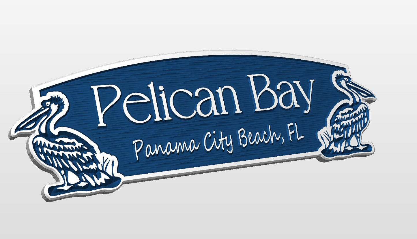 "Pelican Bay" house sign or address plaque
