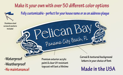"Pelican Bay" house sign or address plaque