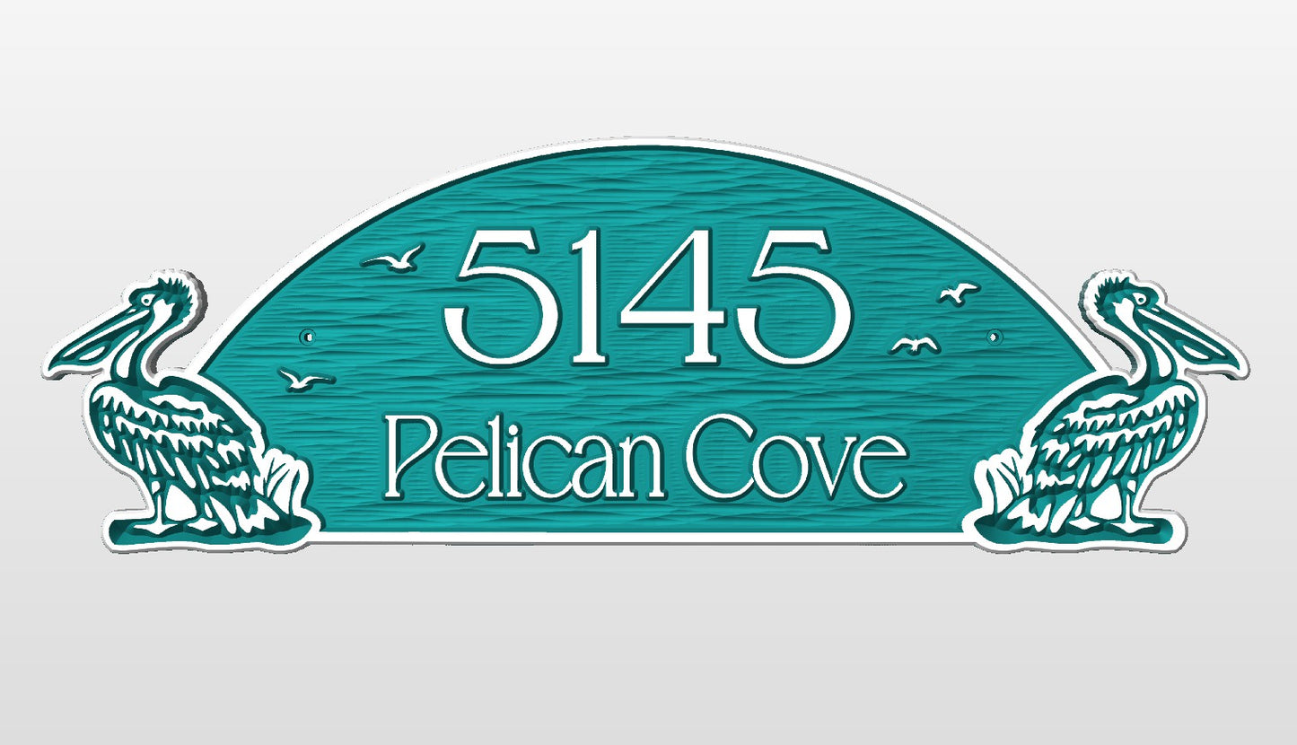 "Pelican Cove" With Pelican Design relief