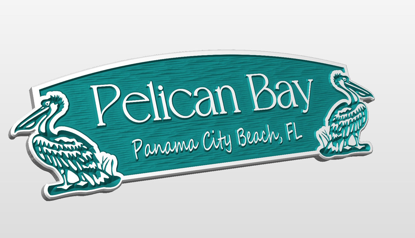 "Pelican Bay" house sign or address plaque