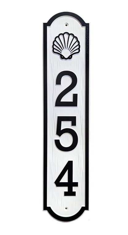 Vertical relief House Numbers with shell design