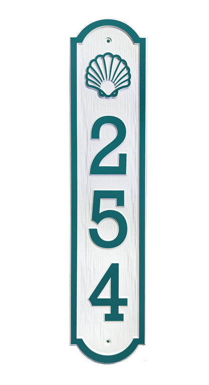 Vertical relief House Numbers with shell design