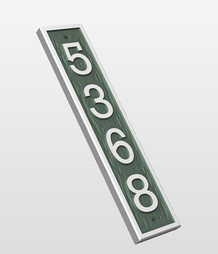 Vertical House Numbers Relief square corners