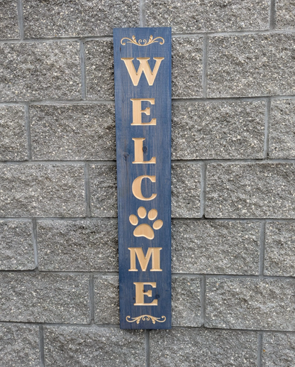 Custom Wood Sign- Welcome Front Porch Sign with paw