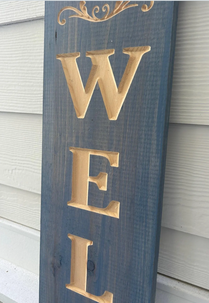 Custom Wood Sign- Welcome Front Porch Sign with paw